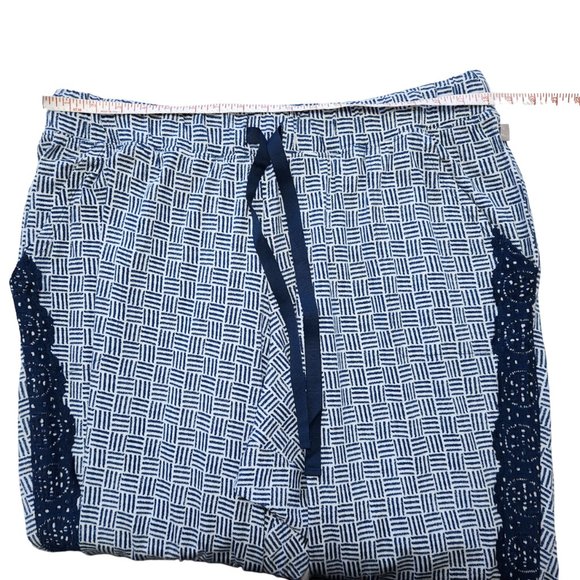 SLEEP by Cacique Blue & White Pajama Lounge Pants Jogger Hem w Lace Sz 18/20 - Picture 7 of 13